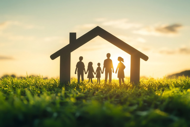 maison abritant une famille (Crédits: Adobe Stock - IA)